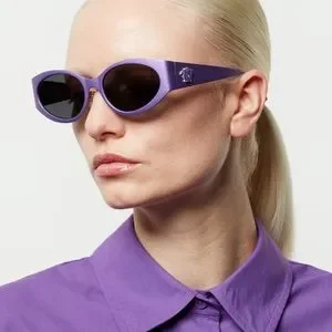 Versace VE2295 1252/1A Oval Sunglasses - Pale Gold/Violet VE2295 1252/1A Pale Gold/Violet main image 3